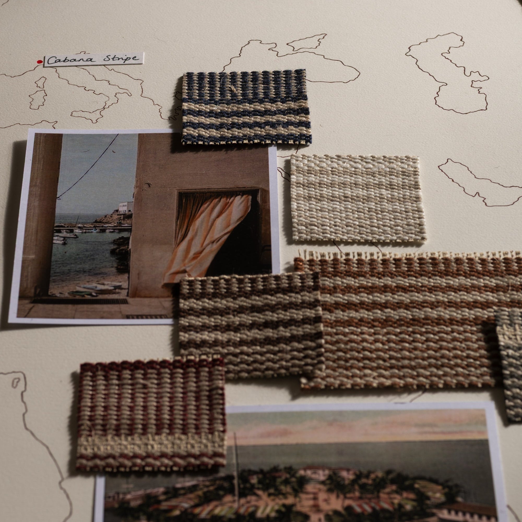 Textured samples on a map background